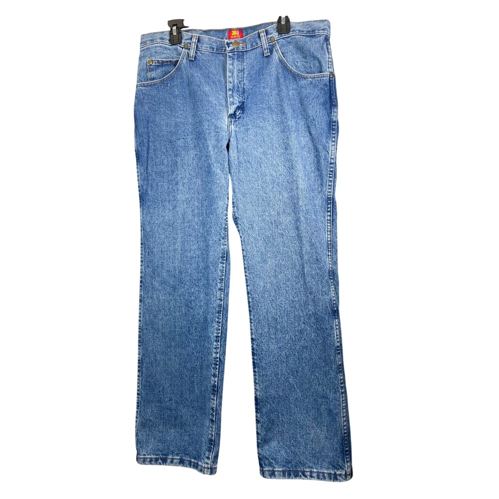 Wrangler 36MWZSW Mens‎ Slim Fit Jeans Blue Denim Size 36x30
